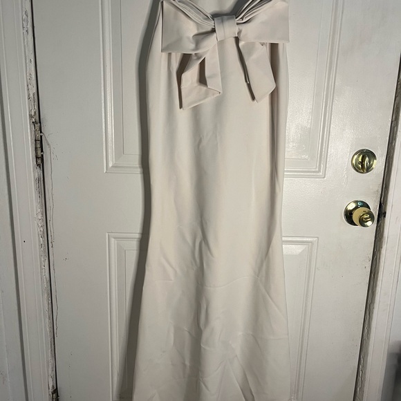 Chiara Boni Cream Maxi Dress with Statement Bow